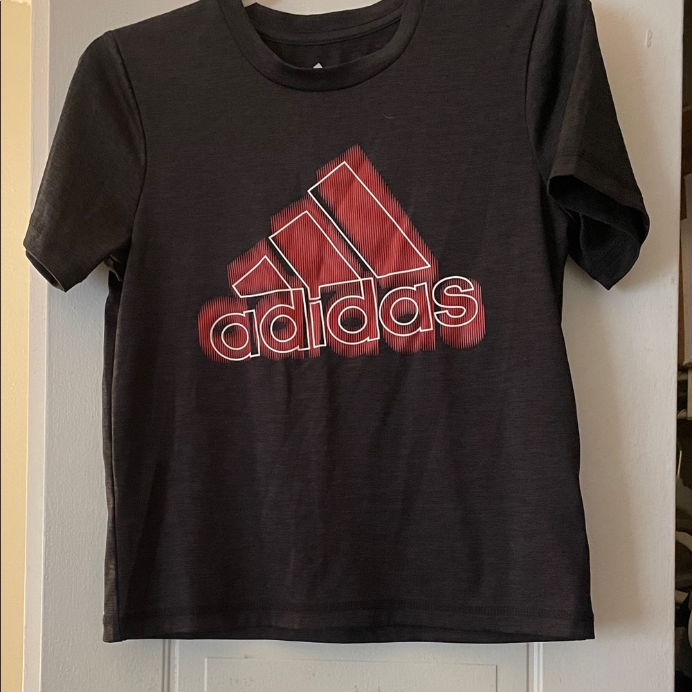 Adidas Kids Black Tee with Red Logo